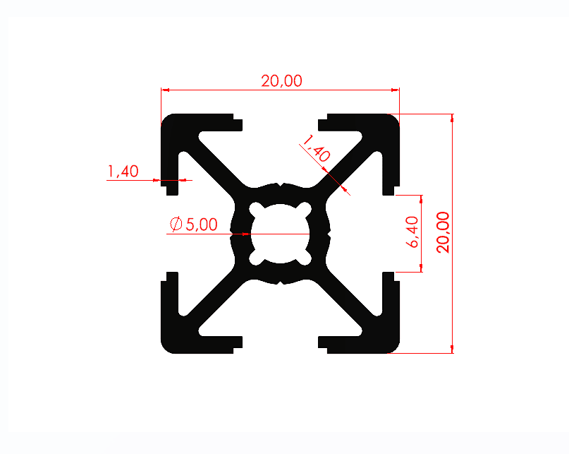 20x20 Sigma Profil (Siyah)