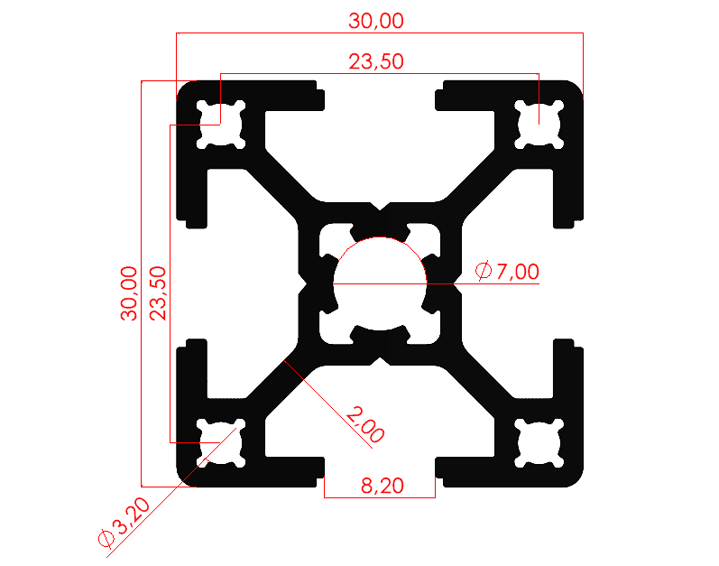30x30 Hafif Sigma Profil (Siyah)