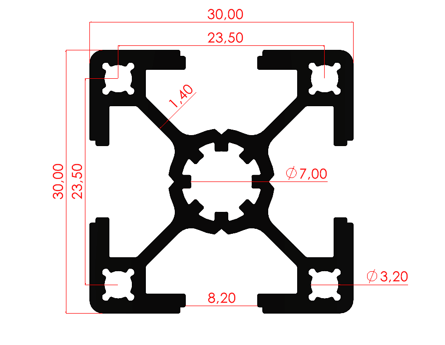 30x30 Çok Hafif Sigma Profil