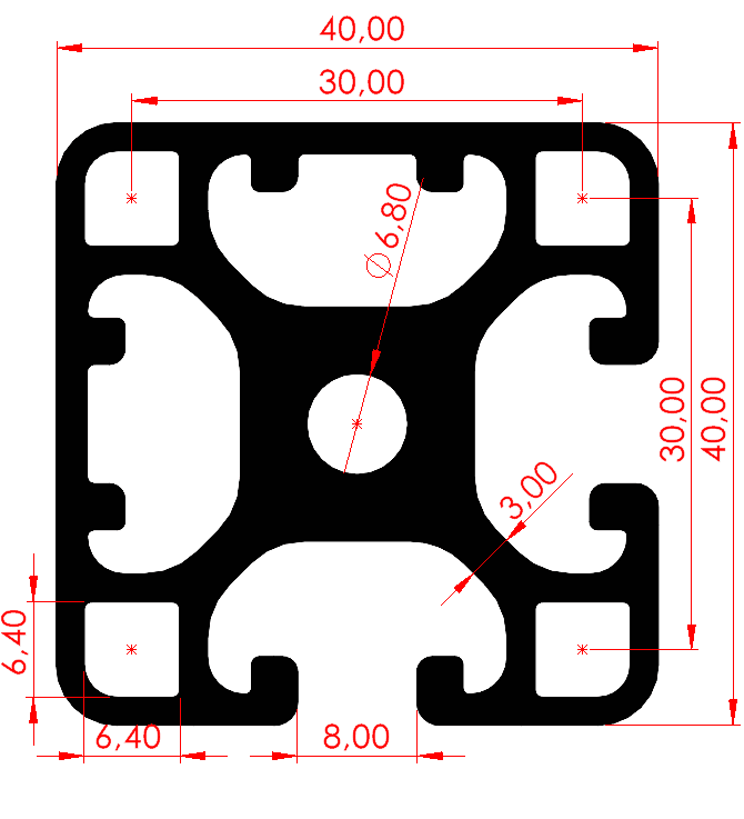 40x40 Çift Yüzey Kapalı Sigma Profil Özel Seri