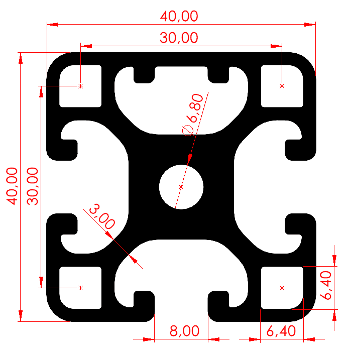 40x40 Tek Yüzey Kapalı Sigma Profil Özel Seri