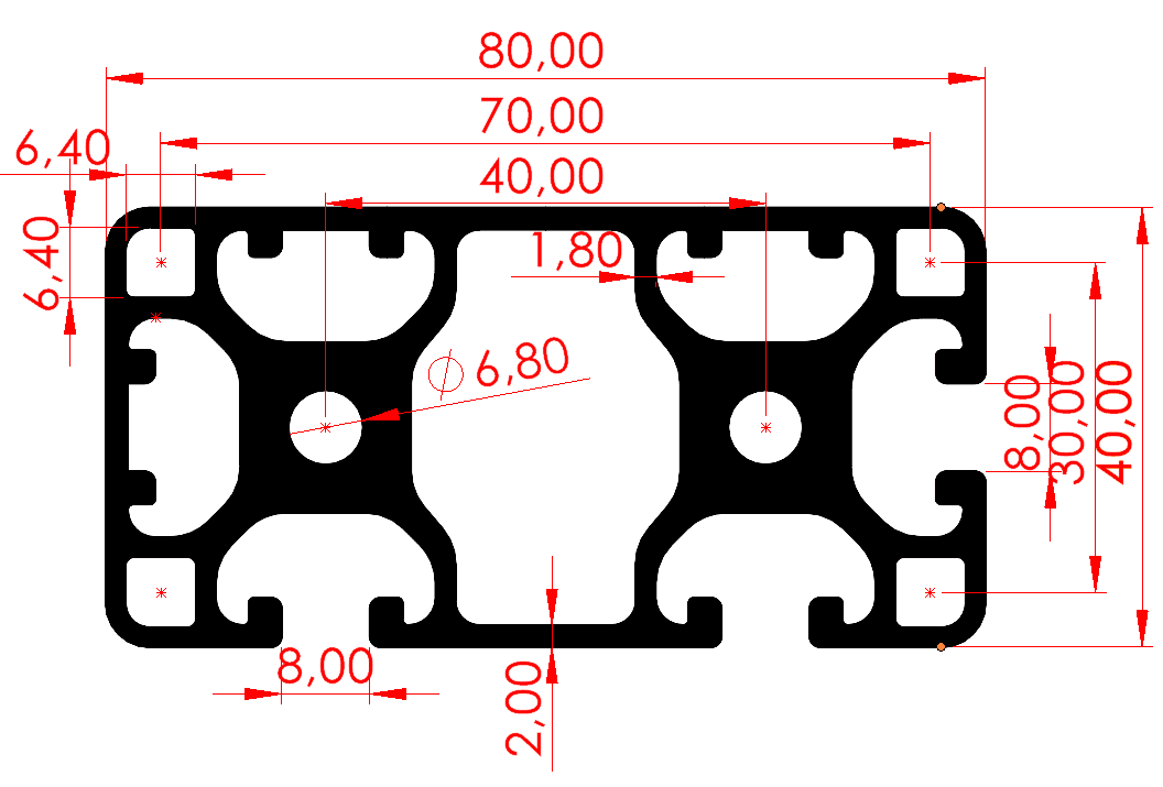 40x80 Çift Yüzey Kapalı Sigma Profil Özel Seri