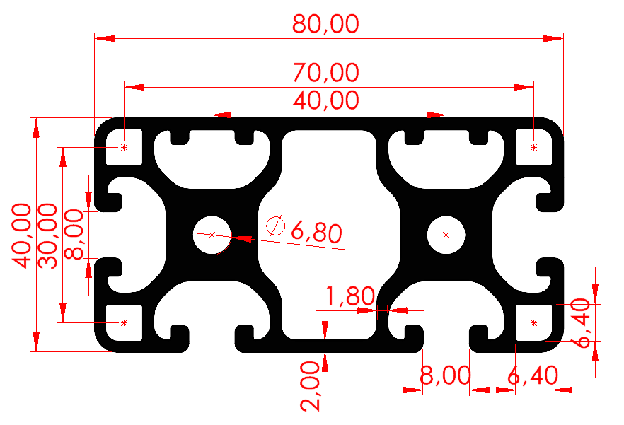 40x80 Tek Yüzey Kapalı Sigma Profil Özel Seri