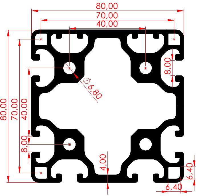 80x80 Tek Yüzey Kapalı Sigma Profil Özel Seri
