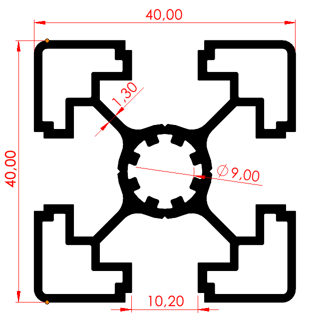 40x40 Çok Hafif Sigma Profil