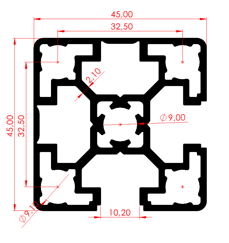 45x45 Kapalı Sigma Profil