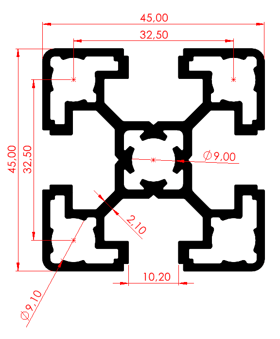 45x45 Hafif Sigma Profil