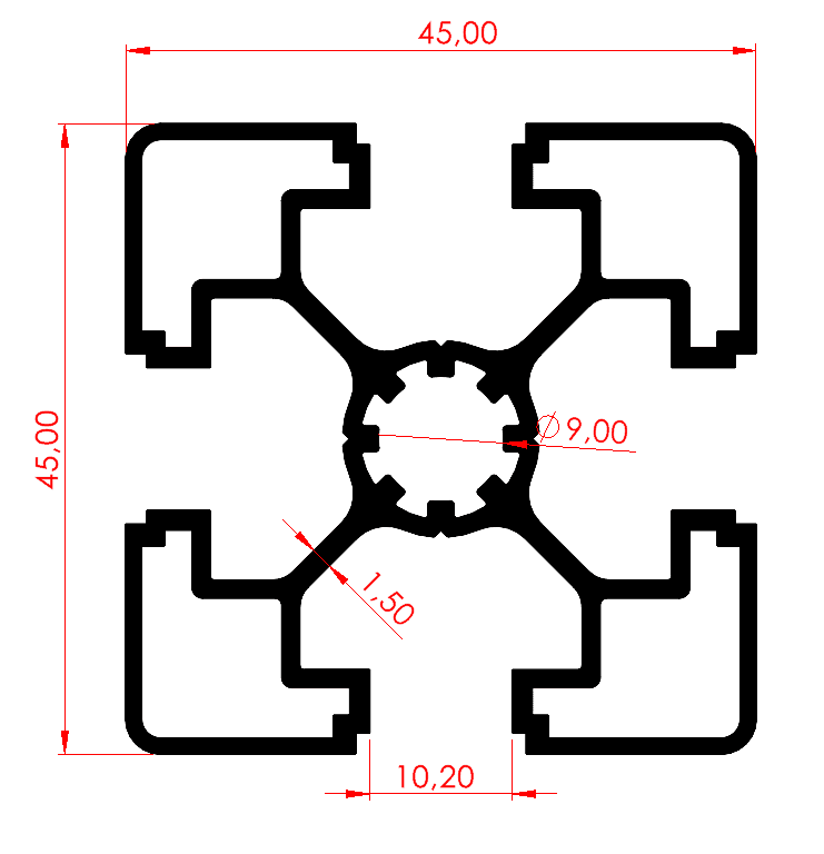 45x45 Çok Hafif Sigma Profil