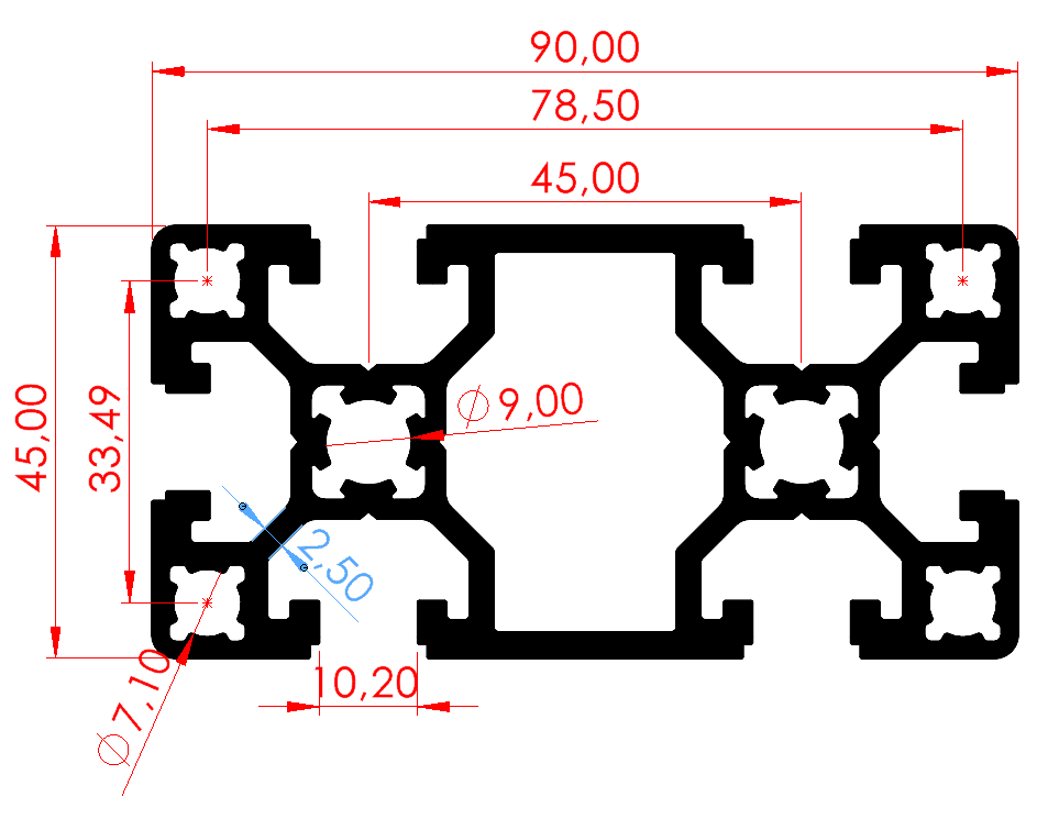 45x90 Ağır Sigma Profil