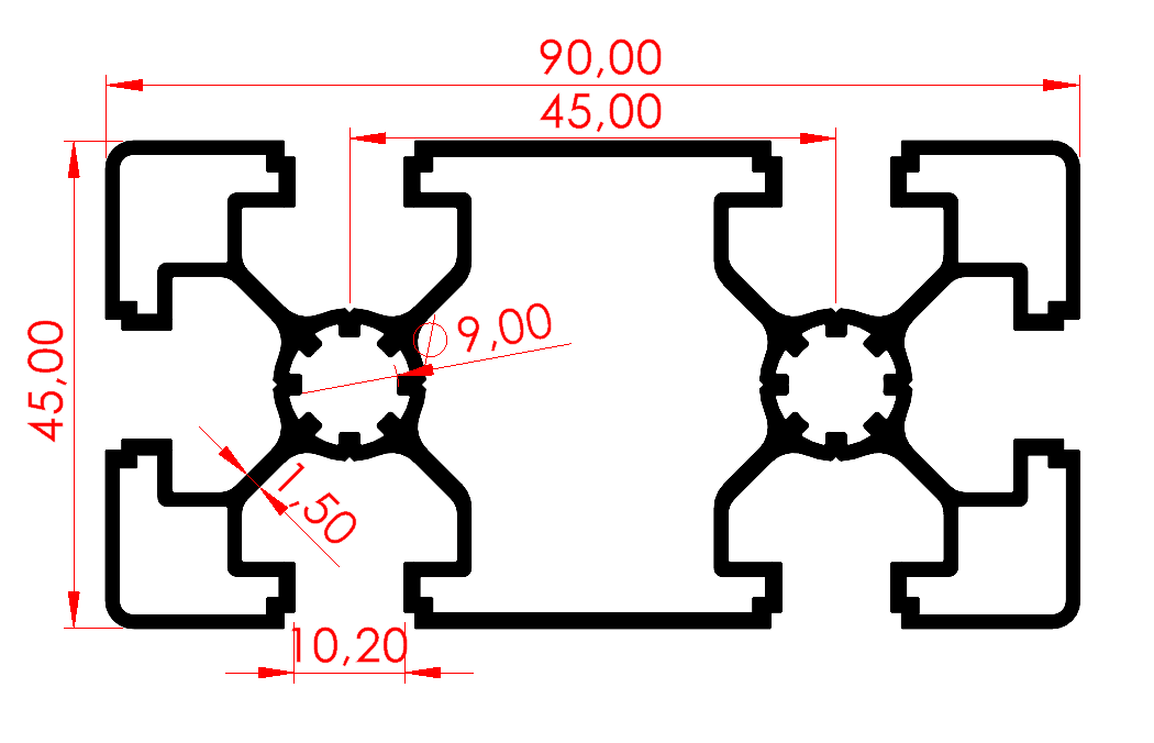 45x90 Çok Hafif Sigma Profil