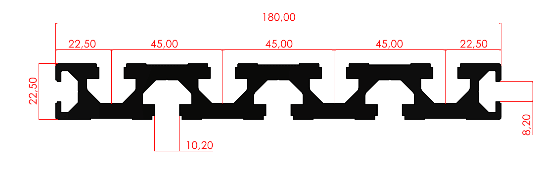 22,5x180 Alüminyum Sigma Profil Yüzey Kaplama