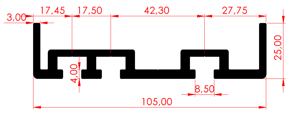25x105 Alüminyum Konveyör Profili 2