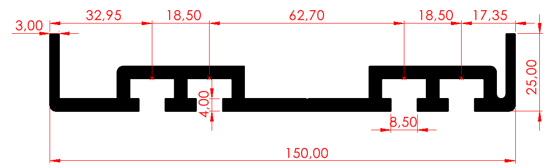 25x150 Konveyör Profili