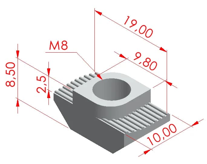 Tırtıllı Somun Kanal 10 – M8