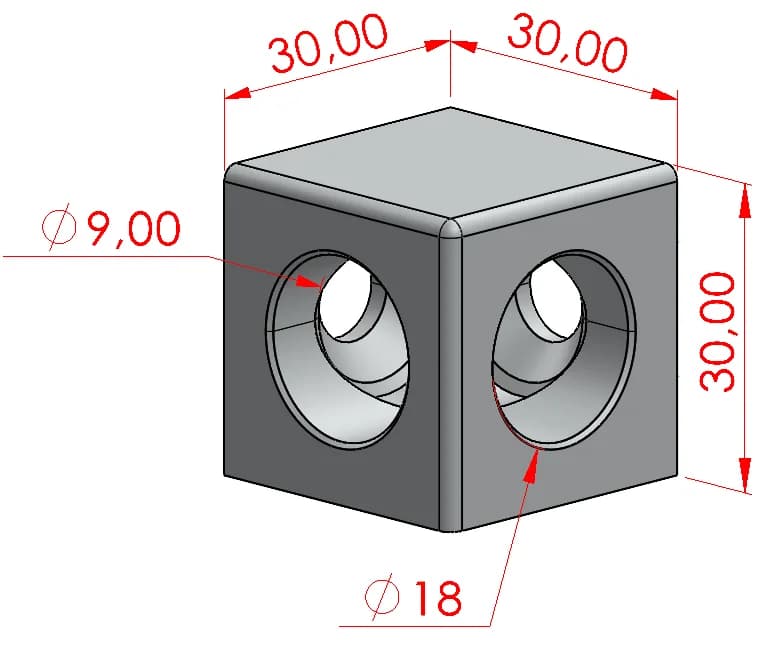 2 Yönlü Kare Köşe Bağlantısı 30x30