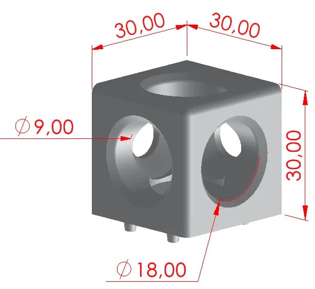 3 Yönlü Kare Köşe Bağlantısı 30x30