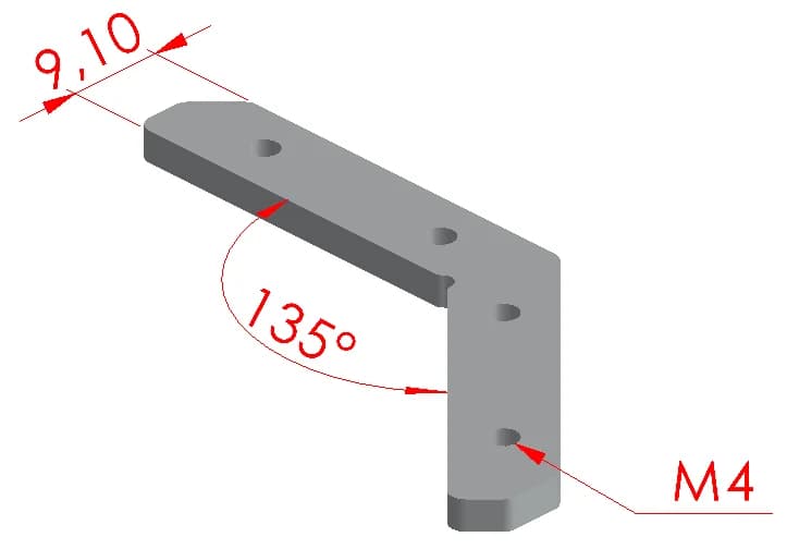 20x20 135° Bağlantı Parçası